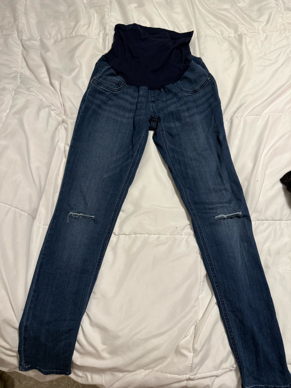 Indigo Blue Women’s Maternity Skinny Distressed Jeans
